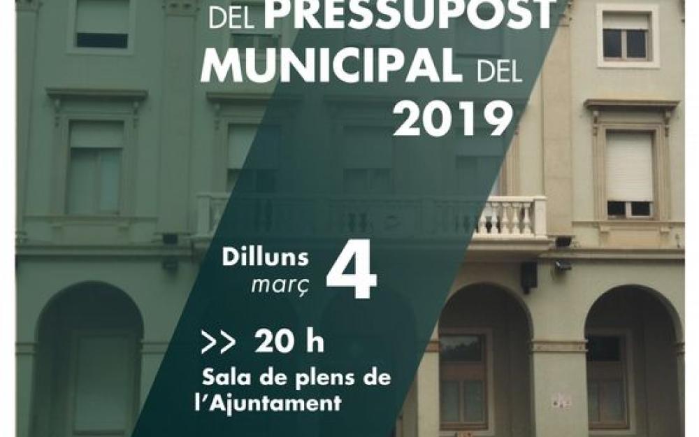 Cartell Presentació pública Pressupost Municipal 2019
