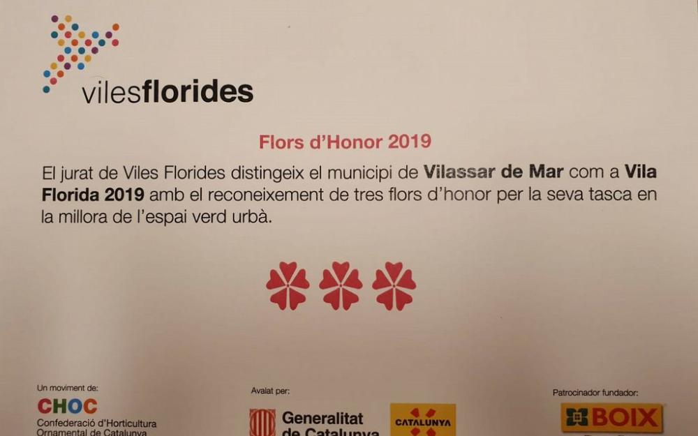 Diploma 3 Flors d'Honor 2019