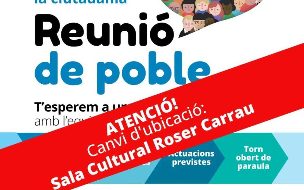 Canvi ubicació Reunió de Poble