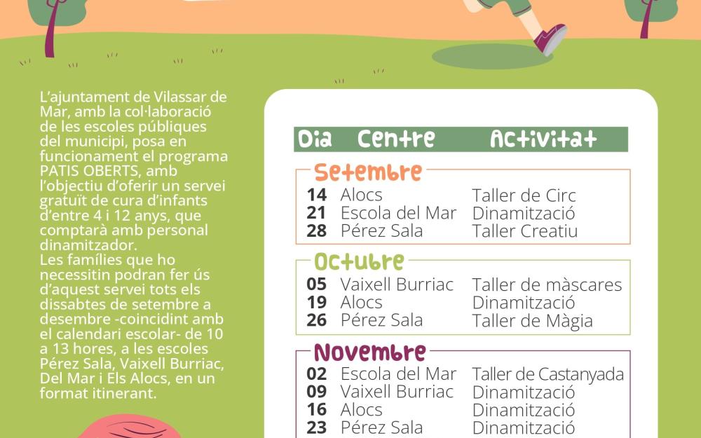 Cartell del calendari de Patis Obertes de setembre a desembre de 2024