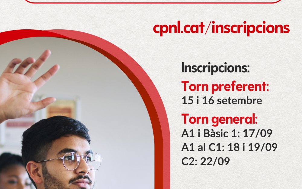 Cartell d'inscripcions als cursos de català del CNL del Maresme (primer trimestre curs 2025-2026)