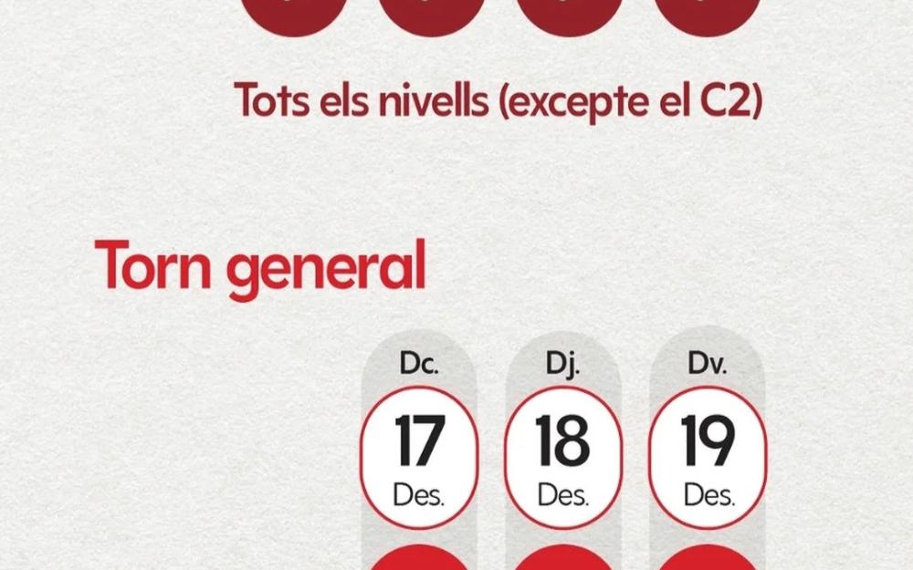 Calendari d'inscripcions