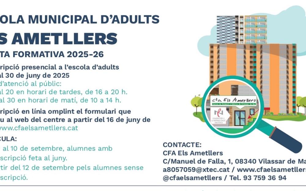 Preinscripció a l'Escola Municipal d'Adults curs 2025-2026