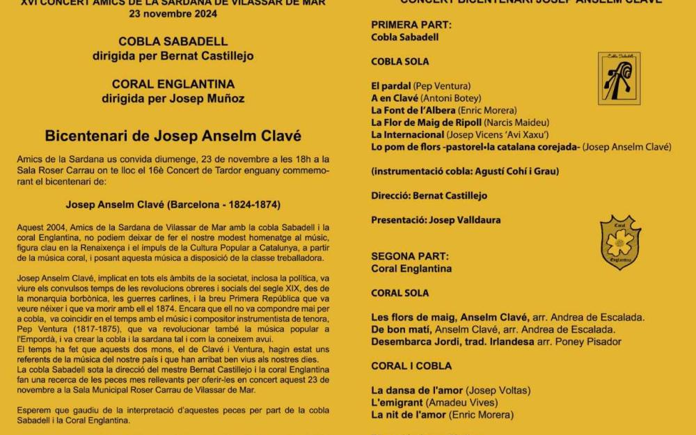 Programa XVI Concert Amics de la Sardana
