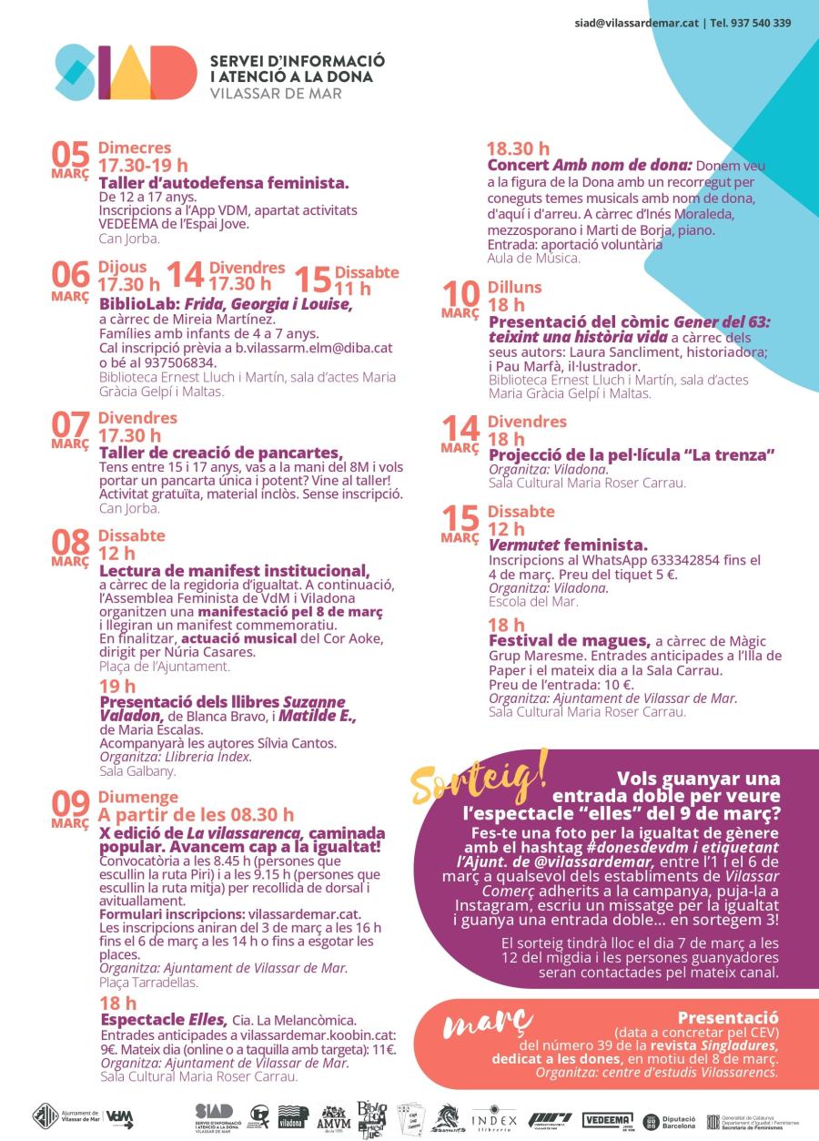 Cartell amb la programació del 8M