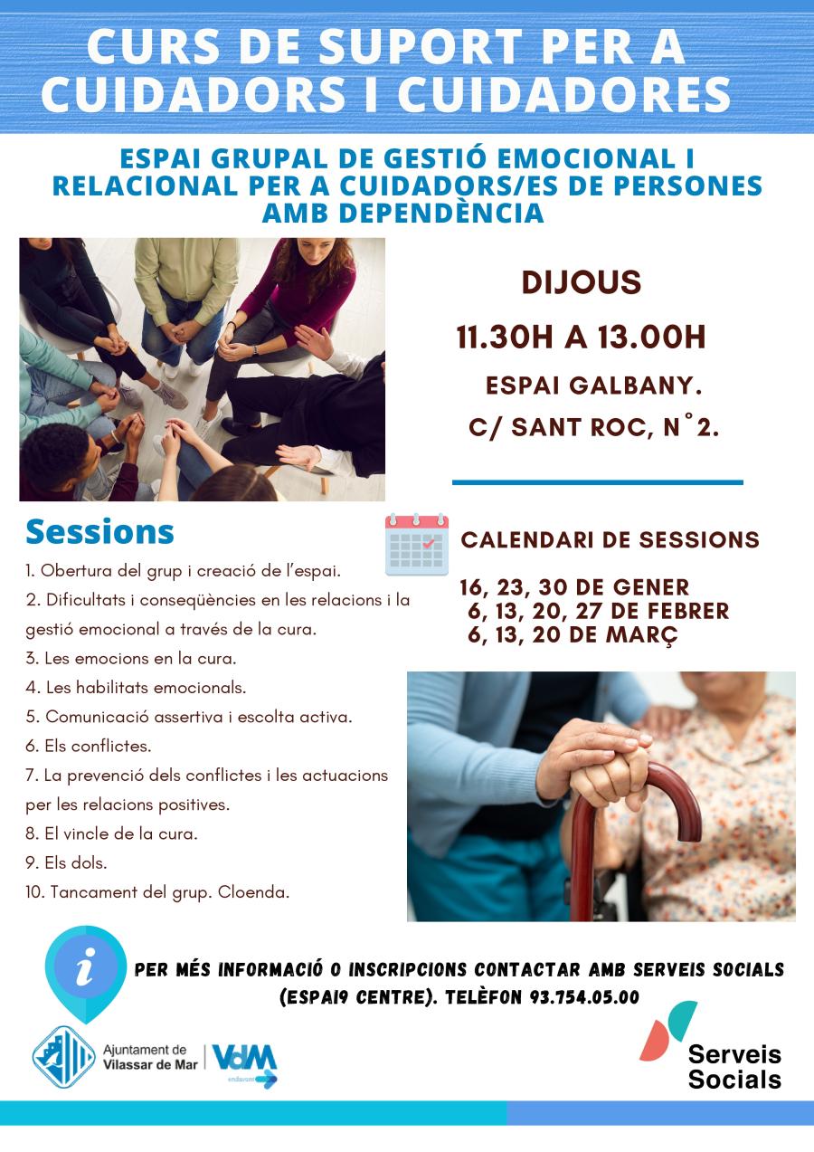 Cartell del curs de suport per a cuidors i cuidadores