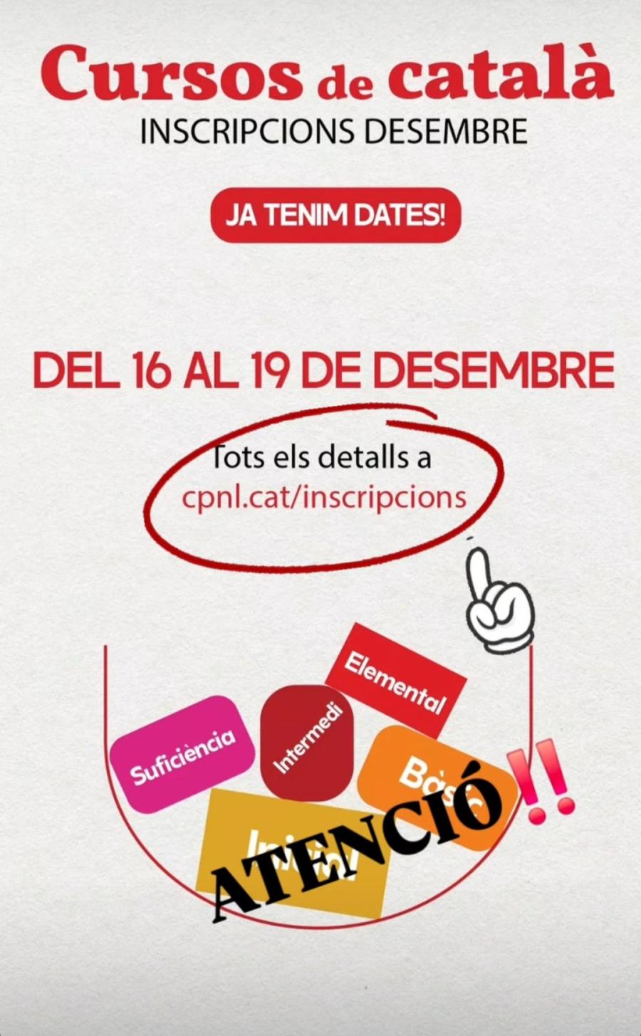 Cartell de les inscripcions als cursos de català