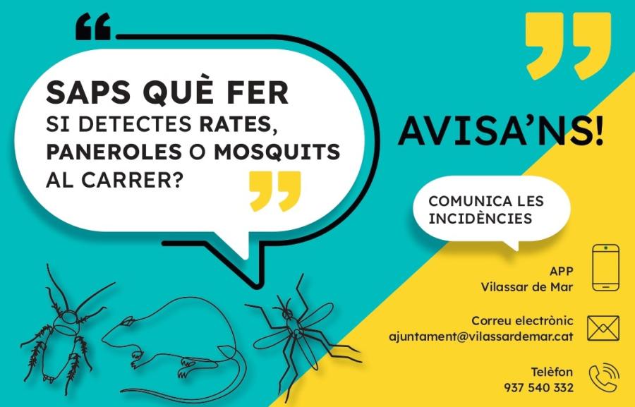 Cartell dels canals per avisar de plagues en espais públics