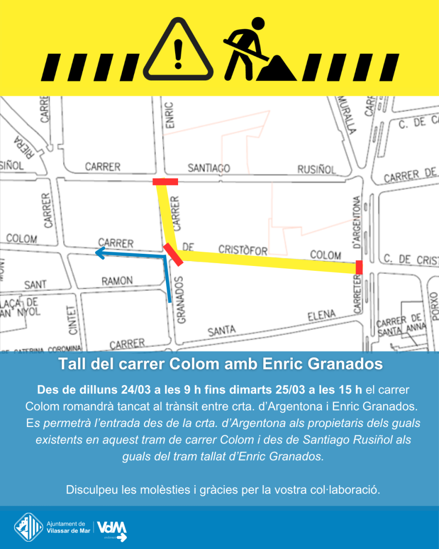 Tall del c. Colom amb Enric Granados