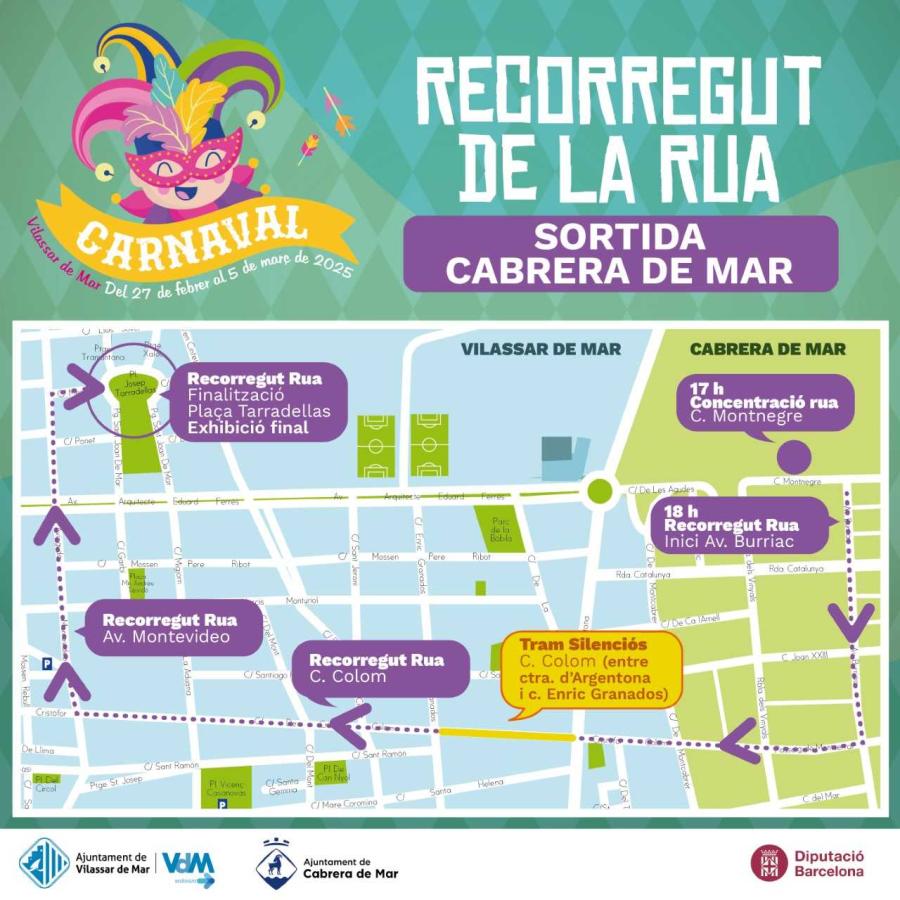 Mapa amb el recorregut de la Rua de Carnaval 2025