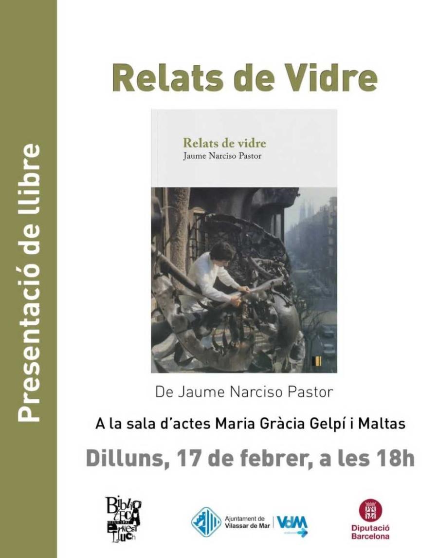 Cartell de la presentació del llibre "Relats de vidre"