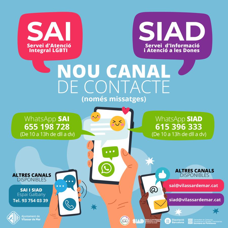 Canals de Whatsapp del SAI i SIAD